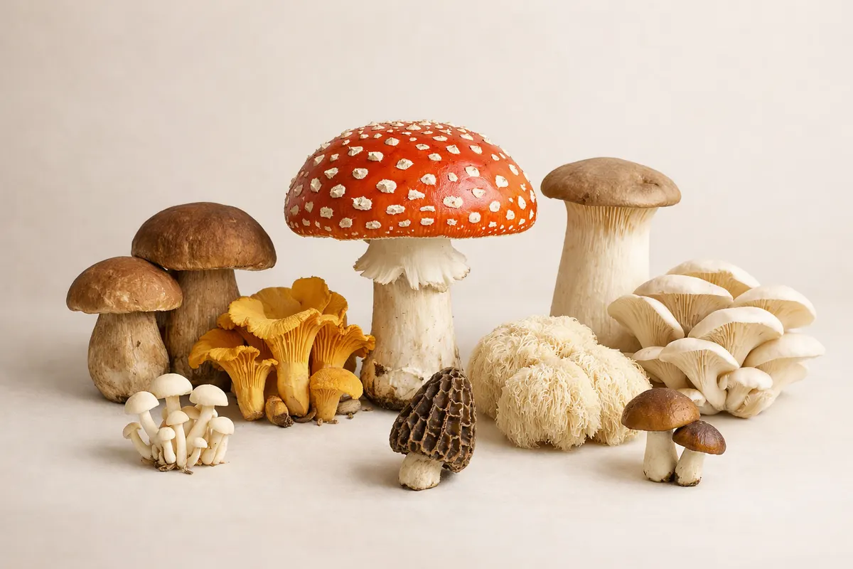 Clean visual checklist or comparison graphic for mushroom types and pictures.